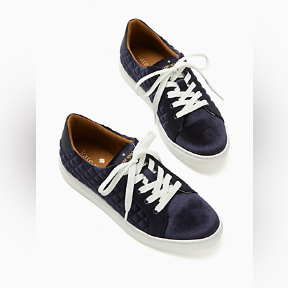 Kate Spade Navy and White Quilted Sneakers